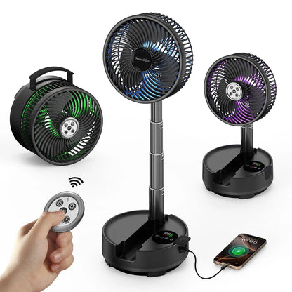 Socool 20000Mah Portable Folding Fan 8 Speeds Wind & Auto Oscillation Rechargeable Floor Standing Desk Fan with Remote for Home