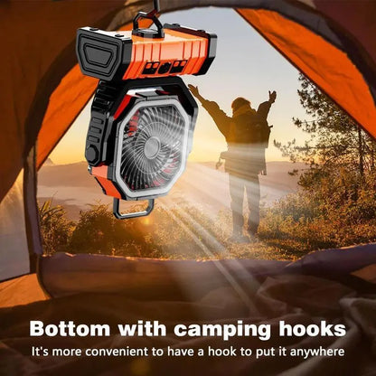 Portable Camping Fan with LED Light - Handheld Turbo Fan, Compact, Low-Noise Oscillating, Auto-Off Timer, 20000/18000Mah Portable Charger Batteries, 360° Rotating Hook, Remote Control, Cool Gadgets for Camping, Beach Use,Dorm Essentials,Home Essentials
