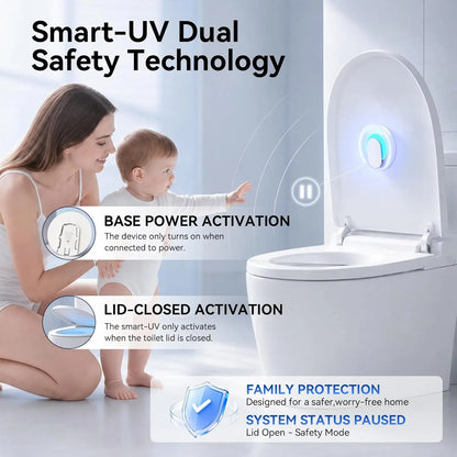 Auto Sensor UV Toilet Sterilizer, No Drill Paste-On Toilet Sanitizer, Automatic Work When Closing Lid, 99.99% Germ Killing Rate,Portable Paste Mount Disinfection Light for Household Toilets, Shared Apartment & Family Bathroom Must Have