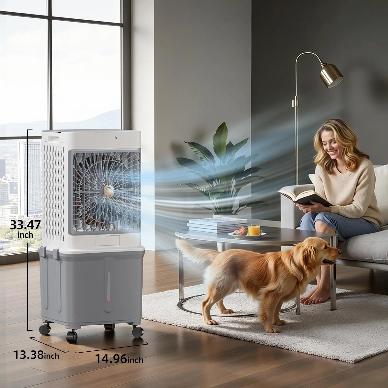 【Dealsforyou】10-Gal Portable Evaporative Swamp Cooler with Upgraded Cooling Technology, 7-Hour Timer, Remote Control, Removable Water Tank, Free Aroma Diffuser Pad for House, Outdoor Camping