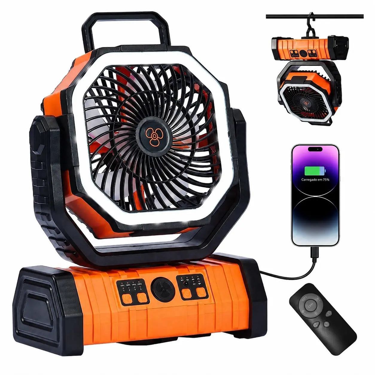 Portable Camping Fan with LED Light - Handheld Turbo Fan, Compact, Low-Noise Oscillating, Auto-Off Timer, 20000/18000Mah Portable Charger Batteries, 360° Rotating Hook, Remote Control, Cool Gadgets for Camping, Beach Use,Dorm Essentials,Home Essentials