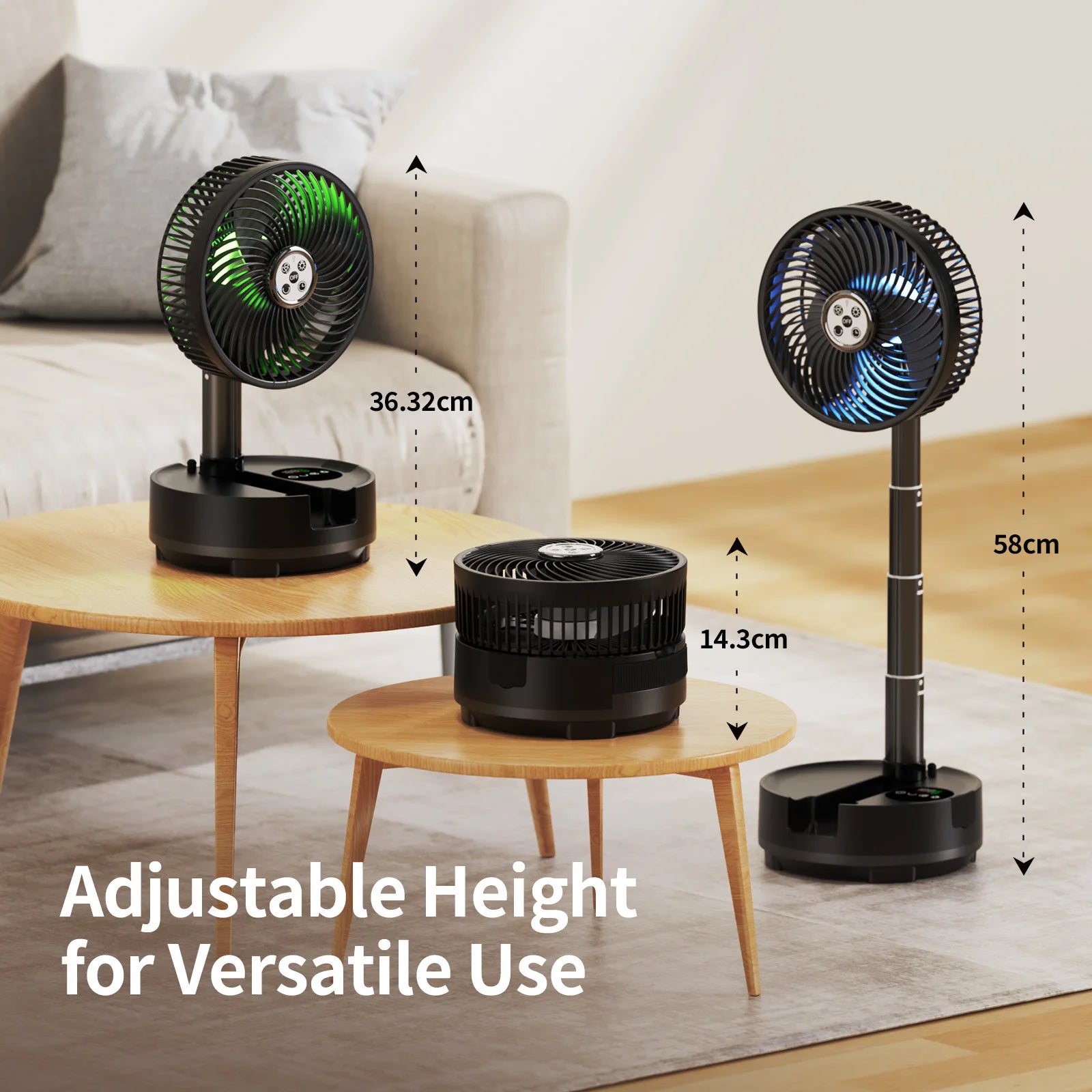 Socool 20000Mah Portable Folding Fan 8 Speeds Wind & Auto Oscillation Rechargeable Floor Standing Desk Fan with Remote for Home