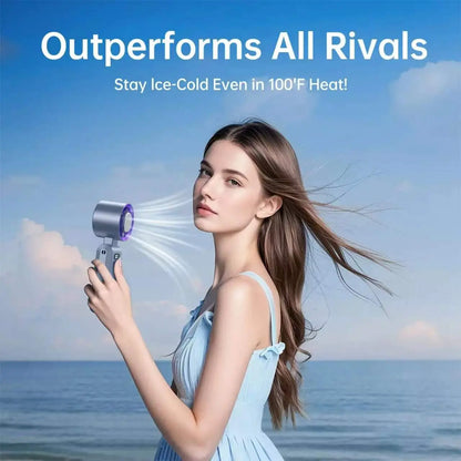2026 Ice Fan Portable Handheld High Speed Fan 199 Adjustable Levels Foldable for Summer Travel Vacation Essentials& Outdoor Activities Cool Fan