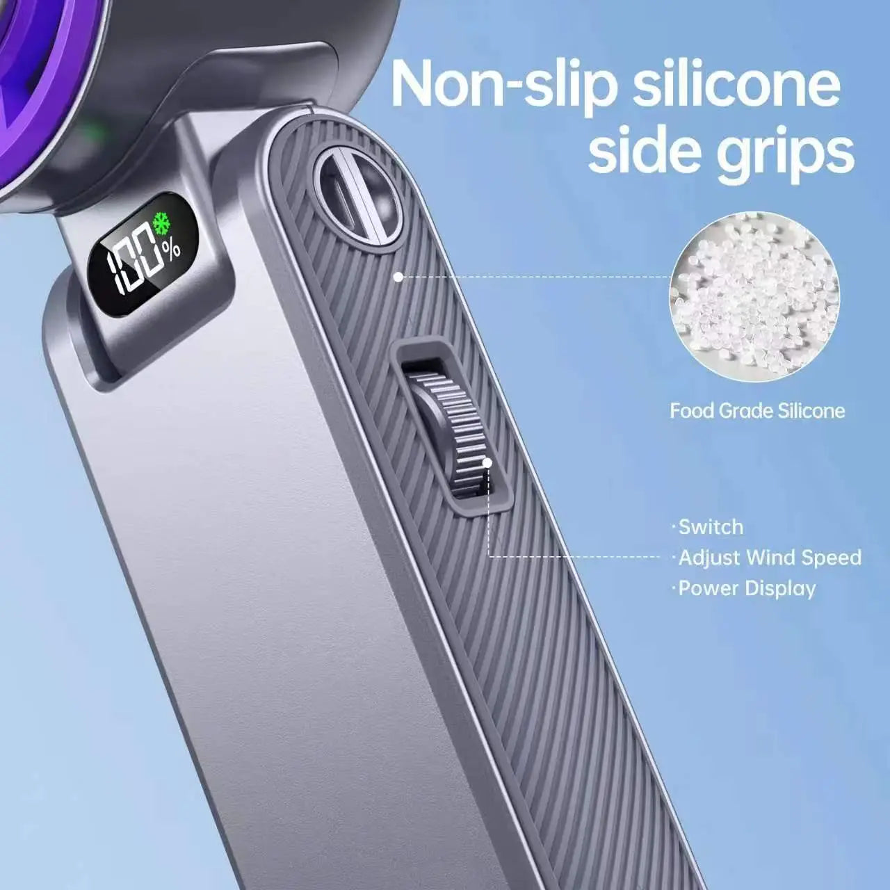 2026 Ice Fan Portable Handheld High Speed Fan 199 Adjustable Levels Foldable for Summer Travel Vacation Essentials& Outdoor Activities Cool Fan