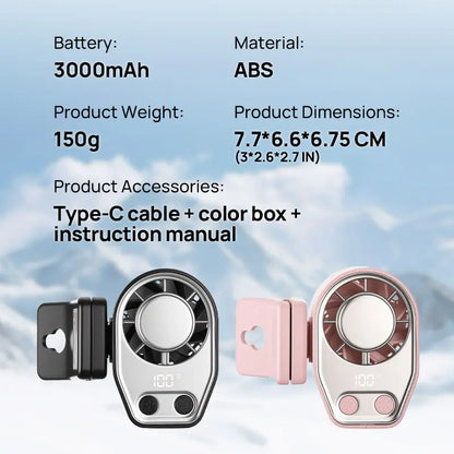 【Summerfinds】Joytutus Semiconductor Cooling Detachable Clip-On Car Cooling Fan, Vehicle & Auto Accessories, 360° Rotatable, 100-Speed Adjustable, USB Rechargeable, 3000Mah Battery, LED Display, Portable Tech Gadget for Cars