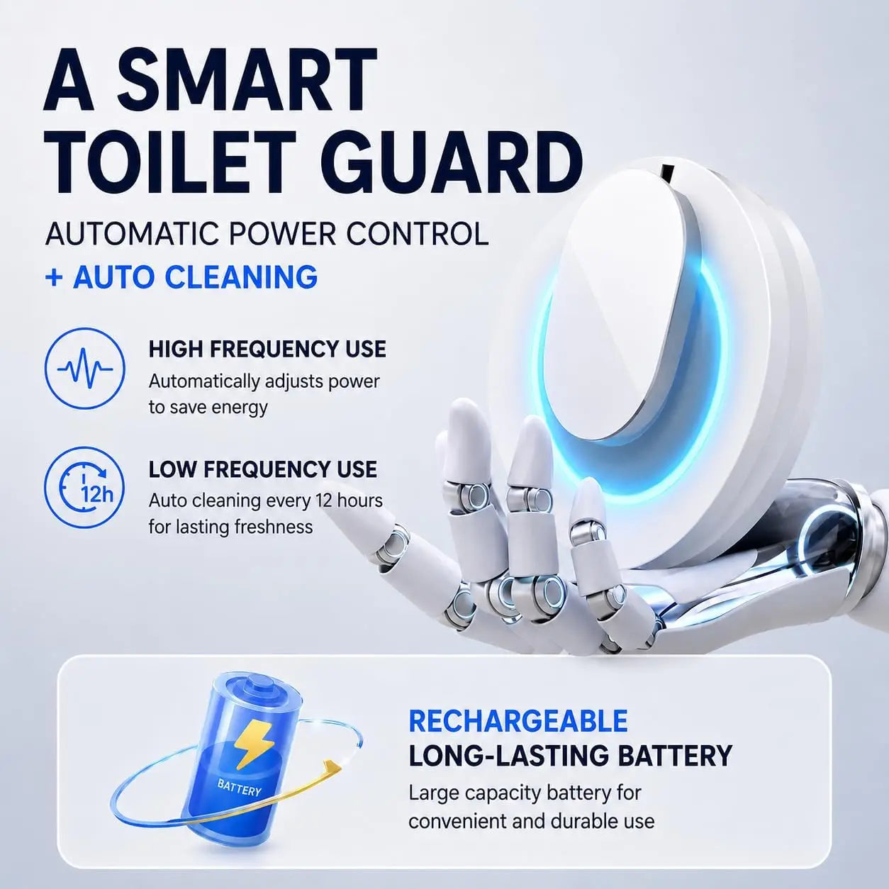 Auto Sensor UV Toilet Sterilizer, No Drill Paste-On Toilet Sanitizer, Automatic Work When Closing Lid, 99.99% Germ Killing Rate,Portable Paste Mount Disinfection Light for Household Toilets, Shared Apartment & Family Bathroom Must Have